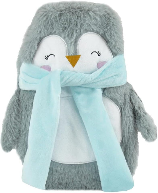 A2Z Hot Water Bottle 750ML 3D Animal Plush Fleece Cover Rubber - Hot Bottle AZ7830 Penguin