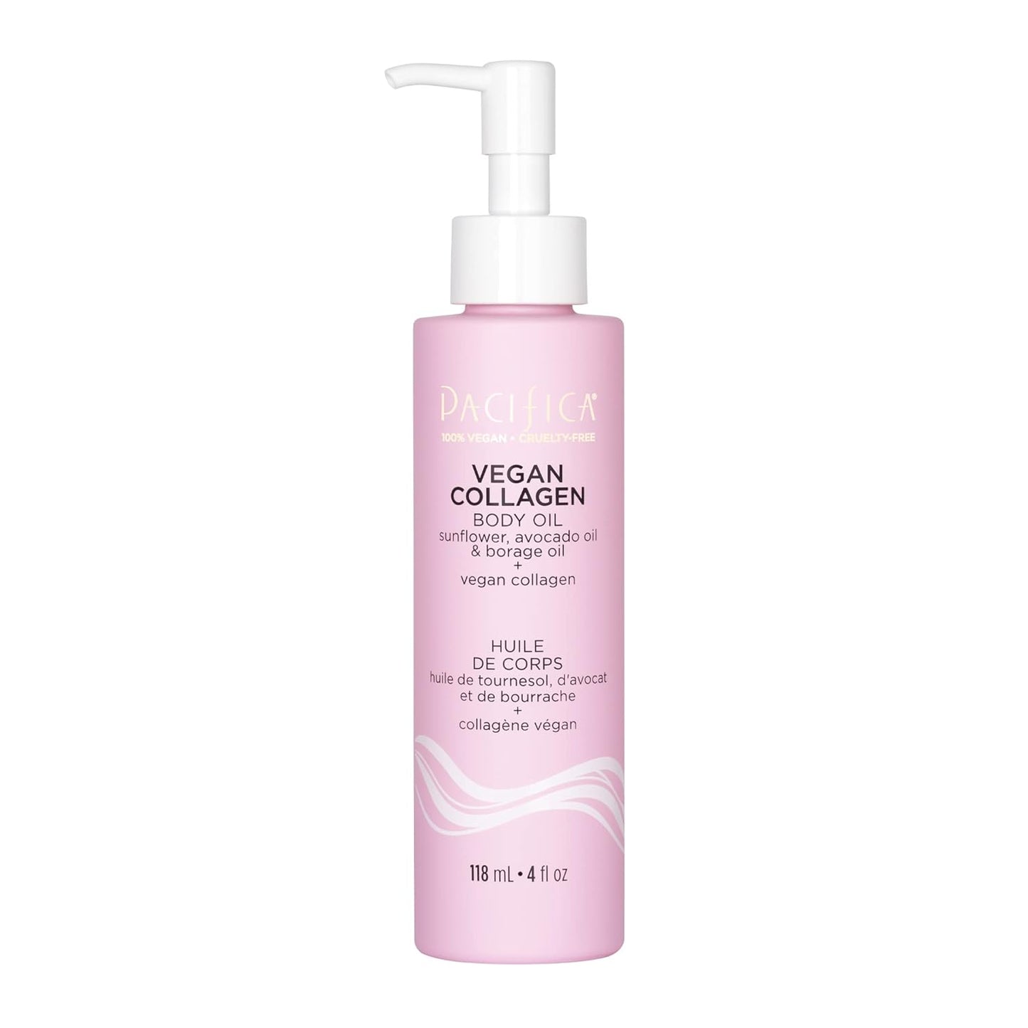 Pacifica Vegan Collagen Body Oil - Moisturizing, Hydrating Massage for Dry Skin, Soft & Radiant Glow, Jasmine Scent, 4 fl oz