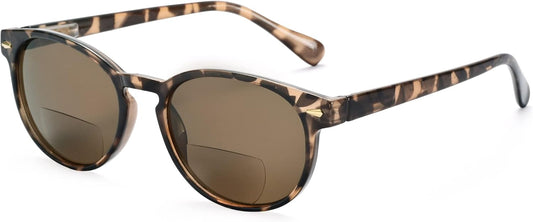 Madison Avenue Round Bifocal Reading Sunglasses for Women Men Spring Hinge,UV Protection Sun Reader Glasses (Demi, 2.75)