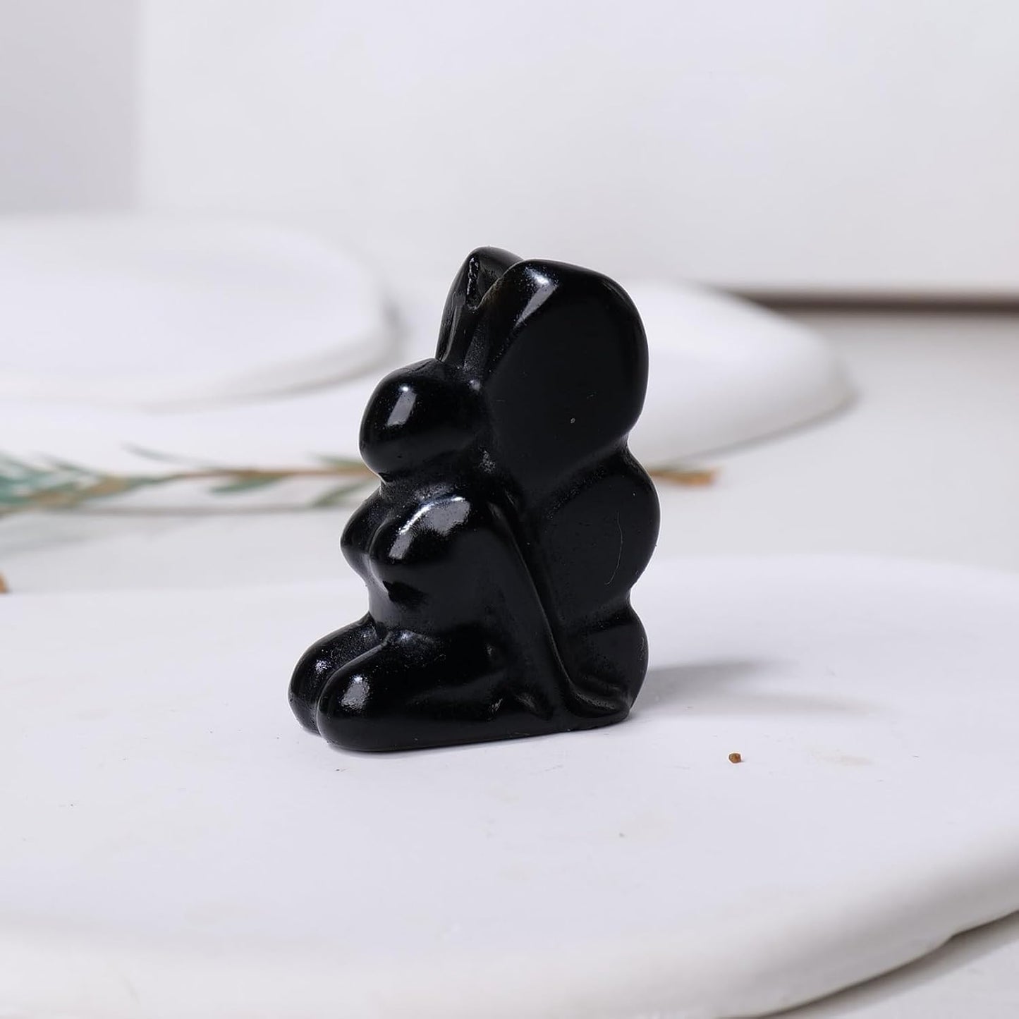 AtkitS 1PC Natural Butterfly Fairy Statue Crystal Carving Reiki Healing Mini Statue Gemstone Craft Decoration Gift (Color : Obsidian)
