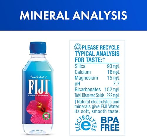 FIJI Natural Artesian Water 330 mL / 11.15 Fl Ounce Bottle (Pack of 6) - 100% Recycled Plastic