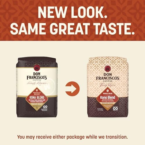 Don Francisco's Kona Blend Whole Bean Coffee, Medium Roast – 100% Arabica Coffee, 18 oz Bag