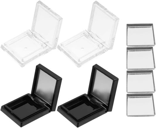 FRCOLOR 4Pcs Empty Eyeshadow Storage Cases with Iron Plates Compact Makeup Palettes for Eyeshadow Lipstick Blush Portable Cosmetic Trays for Travel and Diy