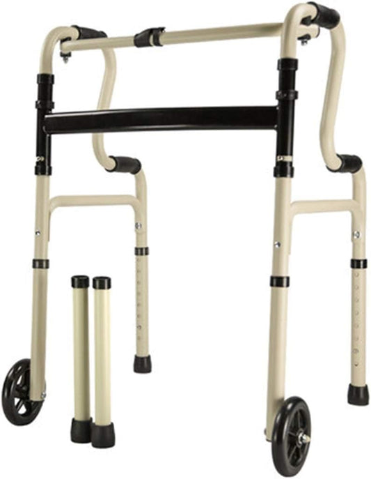 Walking Frame Folding Portable Aluminum Alloy Belt Wheel Without Wheel Dual-use/Multi-Function Walking Aid/Elderly Walker(
