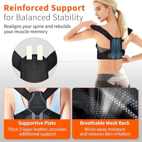 Posture Corrector for Women, Adjustable Upper Back Brace with Enhanced Support, Invisible Under Clothes, Breathable Back Straightener for Neck, Back Pain Relief, Correct Hunchback, Slouching (Small)