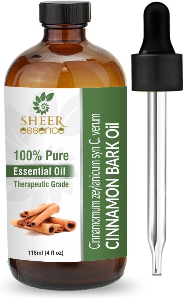 Essential Oils 4oz - 100% Pure and Natural - Therapeutic Grade Oil - Huge 4 Fluid Ounces Bottle with Premium Glass Dropper (Cinnamon Bark Oil)
