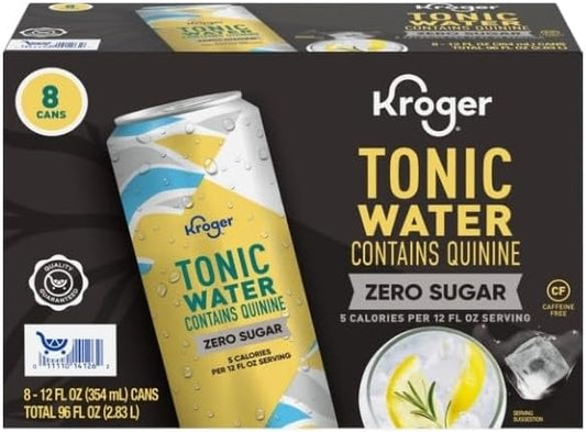 Zero Sugar Tonic Water with Quinine, 12 fl oz Cans, Pack of 8, Crisp Sparkling Mixer, Perfect for Cocktails