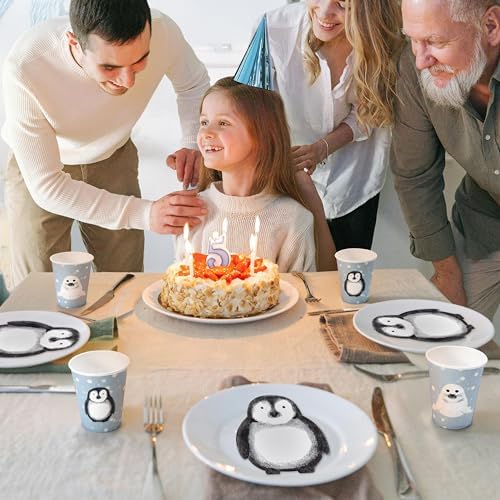 Cheerland Penguin Napkins Cute Winter Animal Disposable Christmas Paper Cocktail Napkin for Winter Onederland Wonderland Decorations Baby Shower Arctic Winter Birthday Party Supplies Pack of 50