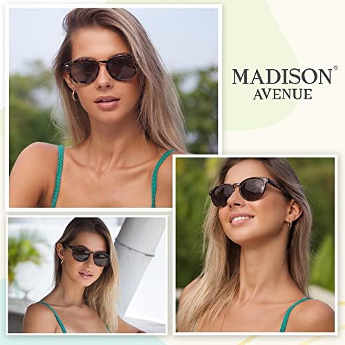 Madison Avenue Round Bifocal Reading Sunglasses for Women Men Spring Hinge,UV Protection Sun Reader Glasses (Demi, 2.75)