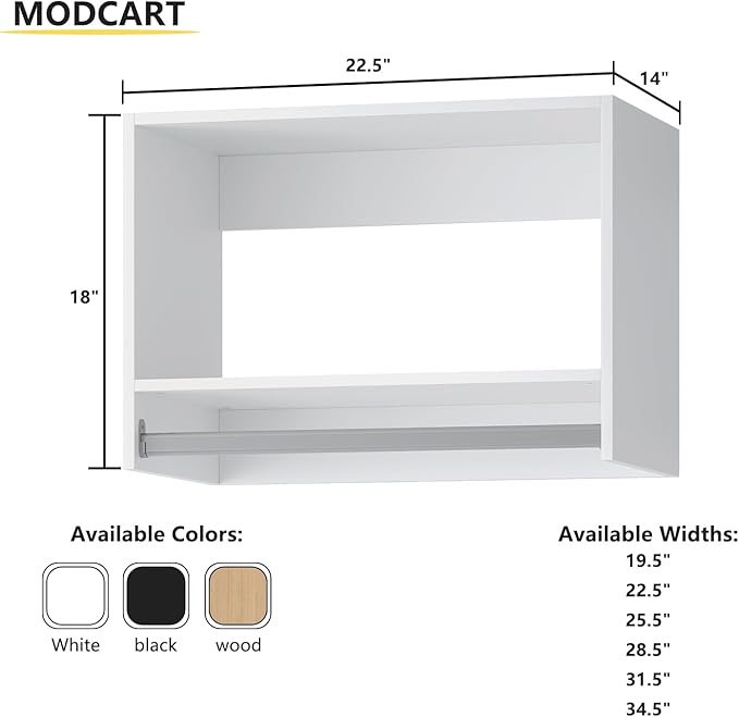Tall Hanging Closet Unit, Modular Closet System, Wood Closet System Organizer with Storage for Walk In Closets, Clothing Rack Wardrobe Closet for Hanging Clothes, Bedroom, White, 22.5"W