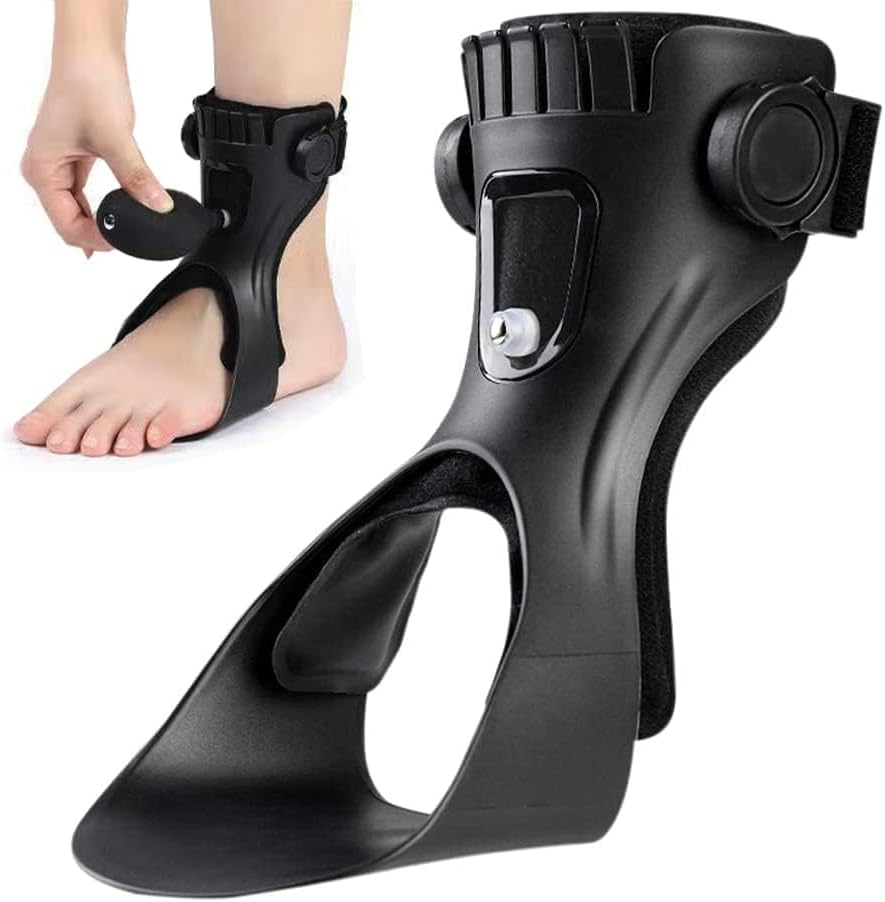 AFO Drop Foot Brace, Upgraded Medical Foot Up Ankle Foot Orthosis Support with Inflatable Airbag for Hemiplegia Stroke Shoes Walking Foot Stabilizer (Left, Large)