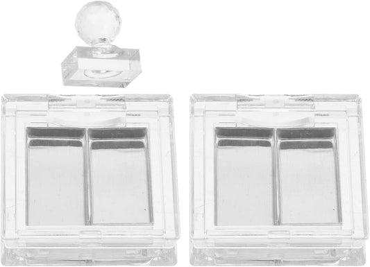 FRCOLOR 2Pcs Empty Makeup Palette with Crystal Lid Mini Travel Makeup Case for Lipstick Eyeshadow 4 Pans Tool