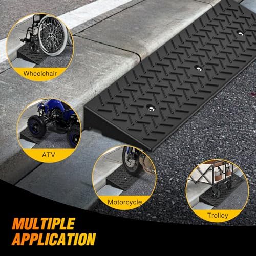 Nilight 3.2" Rise Curb Ramps, Heavy Duty Rubber Driveway Threshold Shed Ramp for Sidewalk Cars Lawn Mower Wheelchairs Motorcycles, 3300lbs Load Capacity