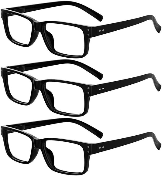Eyekepper Vintage Reading Glasses for Men - 3 Pack Spring Hinges Classic Readers - Black Frame +3.00