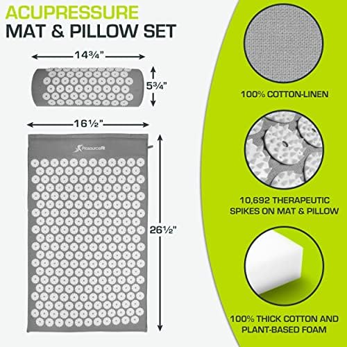 ProsourceFit Acupressure Mat and Pillow Set for Back/Neck Pain Relief and Muscle Relaxation