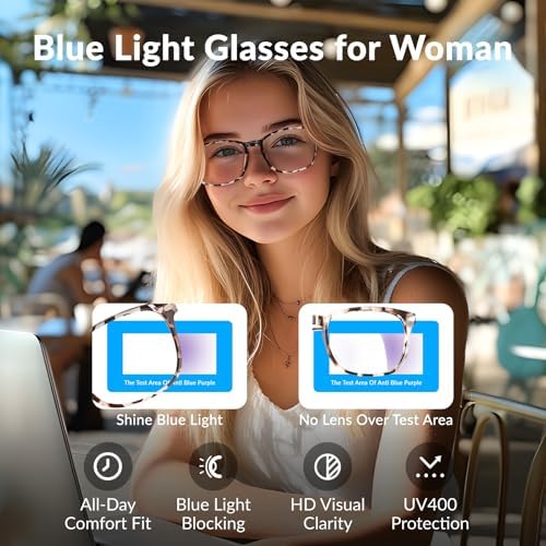 Blue Light Glasses for Woman Men | 99% Blue Light Blocking Glasses for Computer Gaming TV Phone Screen Square Frame | Anti Eyestrain & UV Glare Protection - 6 Pairs