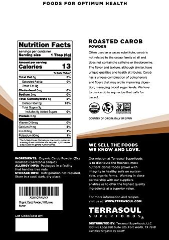 Terrasoul Superfoods Organic Carob Powder, 2 Lbs (2 Pack) - Cocoa Powder Alternative | High in Fiber