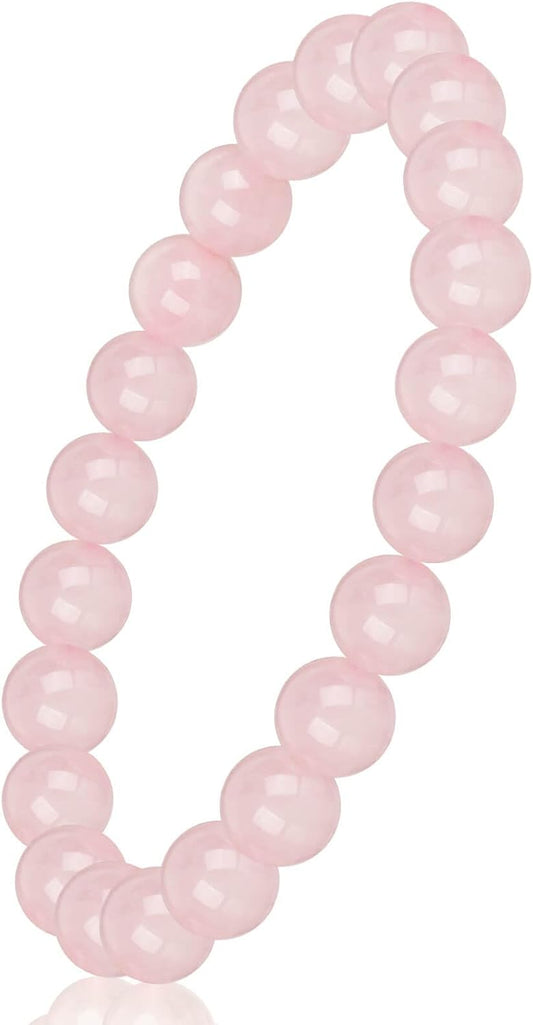 HOZEAL Rose Quartz Handmade Bracelet, Pink Crystal Stone Love Friendship Chakra Bracelet, Business Money Energy Wealth Good Luck Prosperity Feng Shui Yoga Beaded Bracelet for Men Women