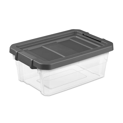 Sterilite 24-Pack Modular Stacker Box, Durable Clear Plastic Storage Bins with Latching Lids, 16 Quart - Stackable Organizing Container Boxes for Closet, Bathroom, and Office