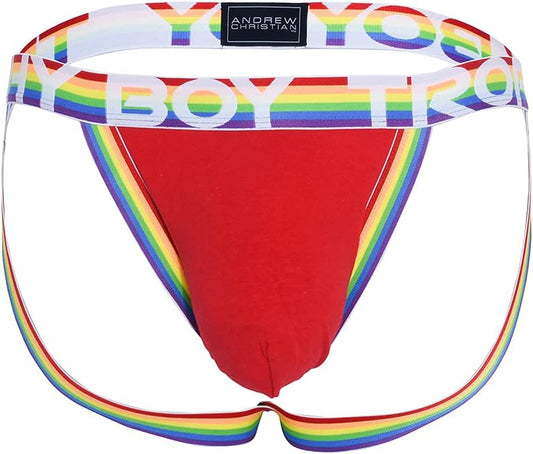 Andrew Christian Trophy Boy Pride Jock, Red, Medium