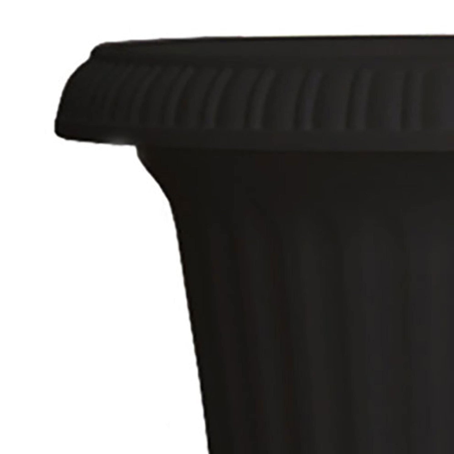 Southern Patio Large 14 Inch Outdoor Garden Lightweight Utopian Urn Planter with UV-Coated Finish for Entryways, Walkways, and More, Black (2 Pack)