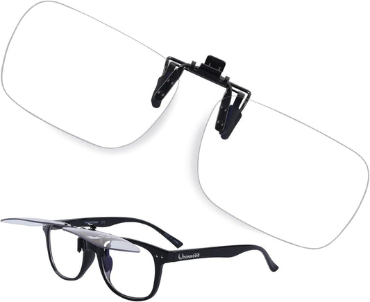 FONHCOO Clip on Blue Light Blocking Glasses Womens Mens over Prescription Glasses Frameless Lens