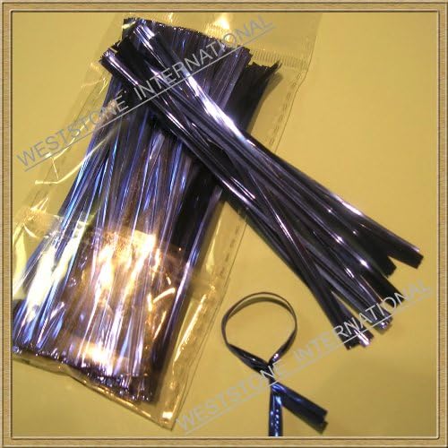 Weststone 200pcs Blue Metallic Twist Ties foil Twist Ties for Cello Bags Treat Bags in Birthday Party Wedding Party