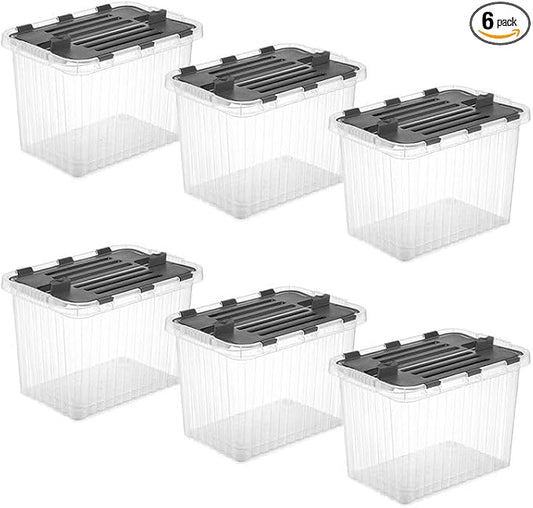 Superio 26 L Deep Storage Container with Hinged Lid 27.5 Quart (6 Pack)