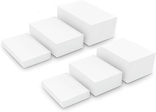 6 Pack White Buffet Food Risers, Step 12â 11â10â Large Size Acrylic Cube Box Display for Dessert Food Drink Collectibles Jewelry Figures, Display Stands for Retail Vendor Events,5 Side, Rectangle