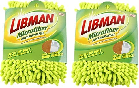 Libman 196 Microfiber Dust Mop Refill with Premium Microfiber Fingers, 18.75" - 2 Pack