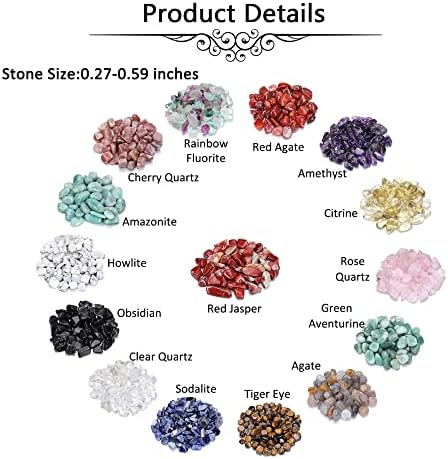 Jovivi 15 Assorted Tumbled Stones and Crystals Bulk, Irregular Rocks Natural Polished Gemstones and Crystals Quartz for Wicca Reiki Chakra Healing Meditation Home Indoor Decorations Christmas Day Gift