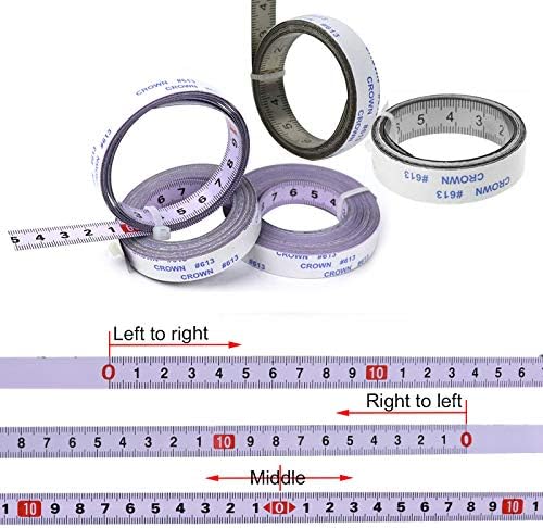 SagaSave Stainless Steel Measuring Tape Self Adhesive Precision Steel Rule for Drafting Tables Saw Tables Right to Left 0-5M Silver