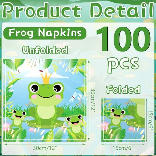 100 Pcs Frog Napkins Paper，Exquisite Frog Patterned Napkins for Home Kitchen Frog Birthday Party Decoration (Frog)
