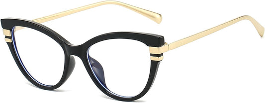 LJCZKA Cat Eye Blue Light Blocking Glasses Women Cateye Frame Glasses Anti Eyestrain Computer Gaming Eyeglasses Clear Lens
