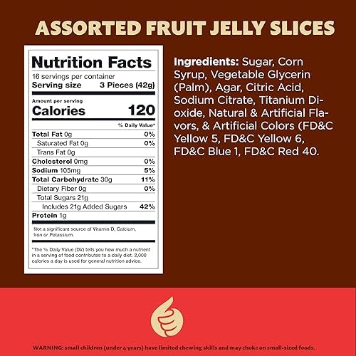 Fruit Slices Jelly Candy | 1.5 Pound Pack | Assorted Flavors | Old Fashioned Candy for Buffets and Holiday Gifting | Individually Wrapped Party Favors