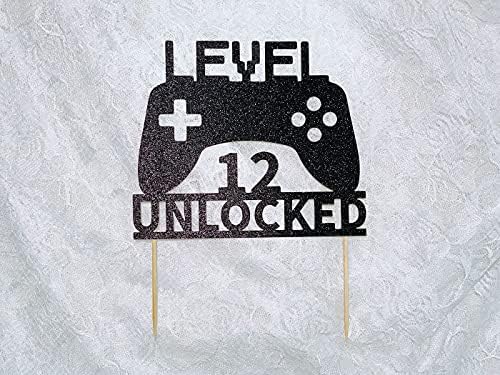 Level 12 Unlocked Cake Topper 12th Birthday Cake Topper Video Game Controller Theme Cake Decorations Party Supplies