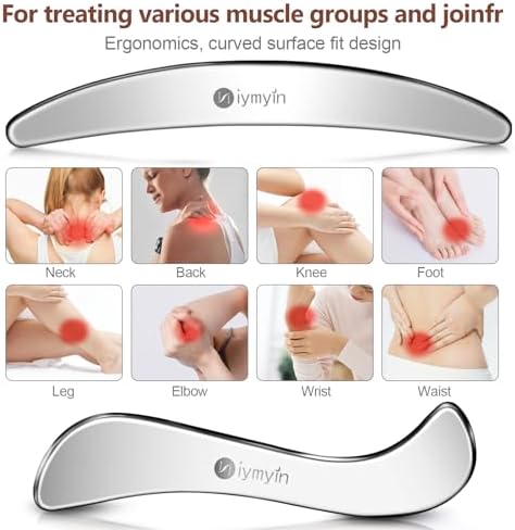 5-in-1 304 Stainless Steel Muscle & Fascia Scraper Tool Set, for Body Skin Massage and Sore Muscles,Myofascial,Iastm Tools,Soft Tissue Mobilization Tools,Full Body Gua Sha Kit,Great Gift Idea for Her