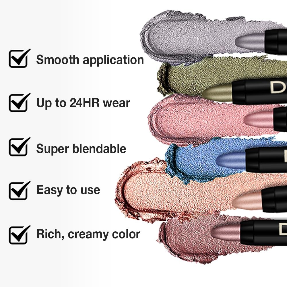 Kaely 8Pcs Cream Eye Shadow Sticks Set, Matte Shimmer Eyeliner Pencil Eyeshadow Palette Makeup, Eye Highlighter Brightener Stick for Older Women Waterproof Pigmented, sombras para ojos, New-09
