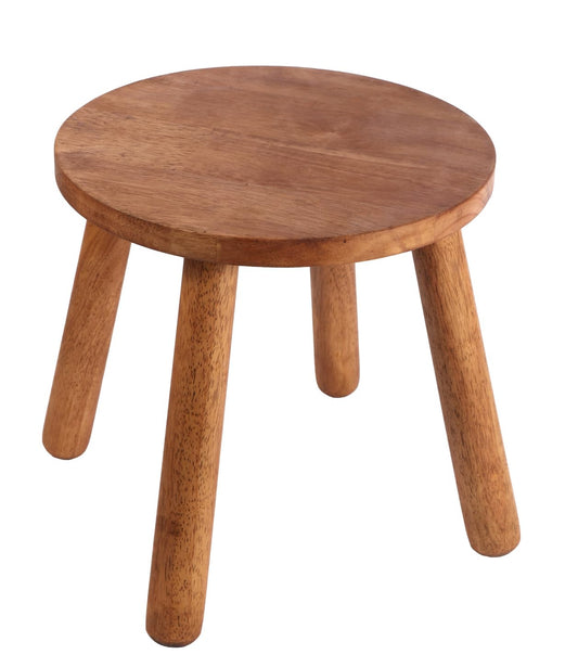 zaowofires Round Solid Wooden Step Stool， Garden Stool，11.8''H,Plant Stool ，Wood Legs Detachable for Plant Stand, Kitchen, Bathroom，Bedroom，Livingroom (Walnut, 11.8inch)