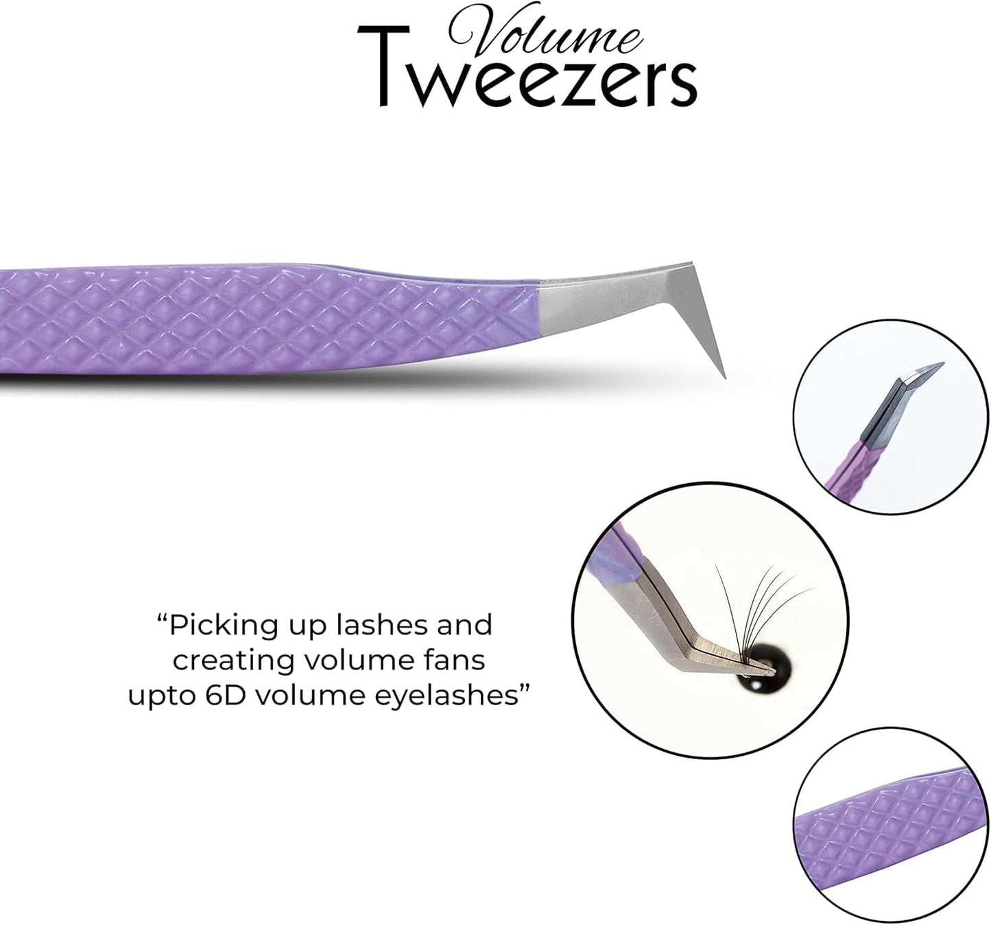 SIVOTE Lash Tweezers for Eyelash Extensions, Set of 6 - Volume, Volume Boot, Slim 90 Degree Tweezers with Fiber Tips in Pastel Colors, Ideal for Mega, Volume & Russian Lashes - Includes Leather Pouch