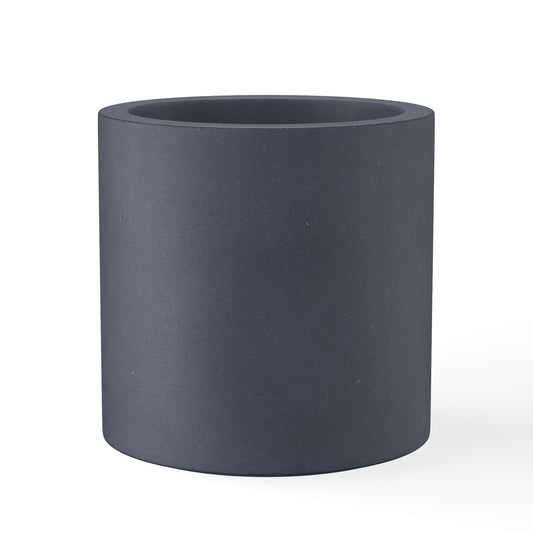 Kante 12.6" Dia Round Concrete Planter, Modern Style Large Cylindrical Plant Pot with Drainage Hole and Rubber Plug for Indoor Outdoor Patio, Dark Gray