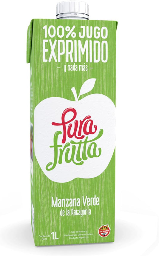 Pura Frutta - Green Apple Juice - 33.8 fl oz (1L) Juice Boxes, 8-Pack Box - 100% Natural & Cold-Pressed, Not From Concentrate (NFC), No Sugar Added - Patagonia Apple - Crisp & Refreshing Taste
