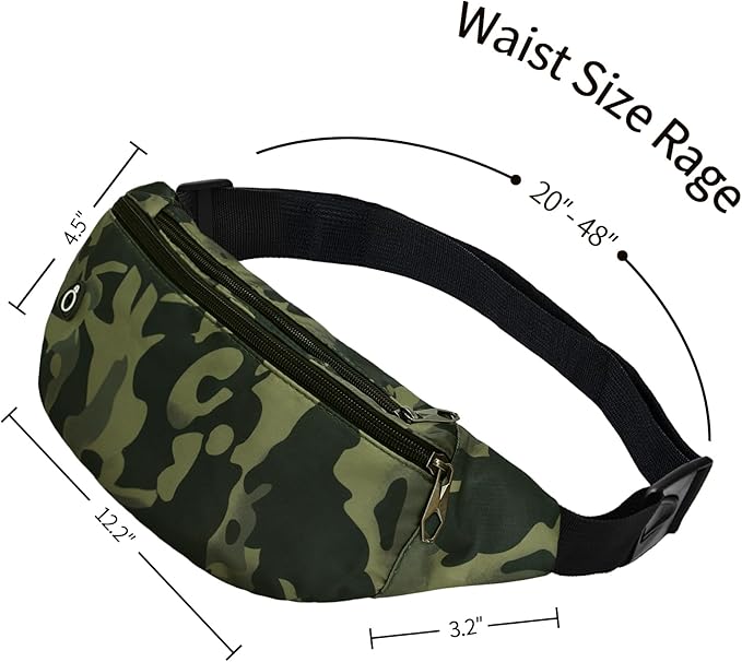 Fanny Packs for Men and Women, Waterproof Sports Waist Pack Bag for Travel Hiking Running Hands-free