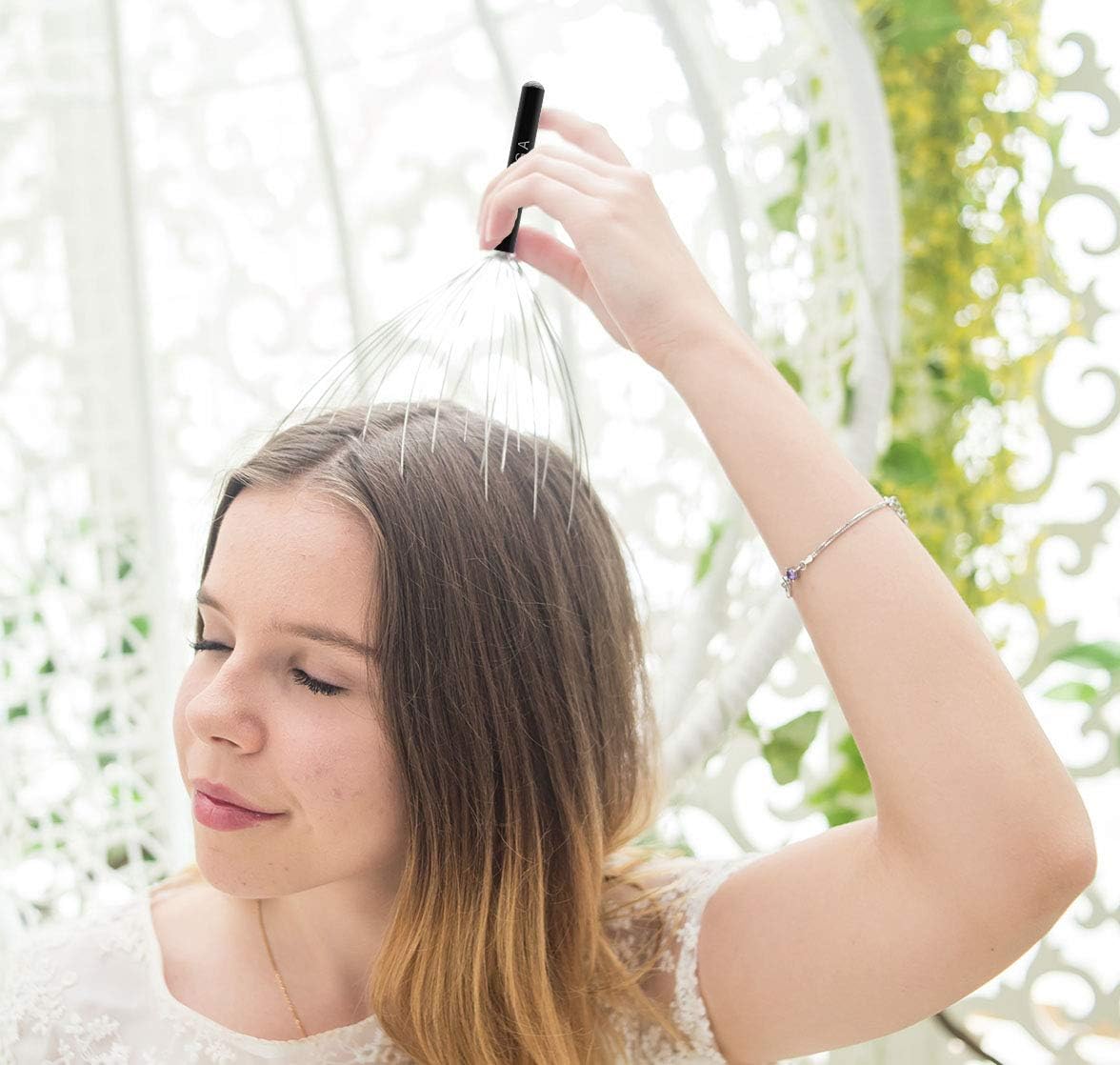 USAGA 36 Fingers Head Massager Scalp Massager Head Scratcher for Scalp Body Relaxing (Black)