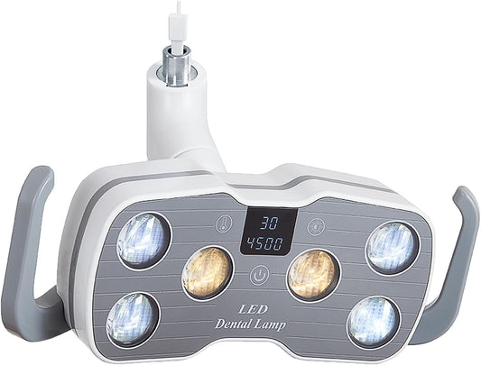 Dental Oral Exam Light with LCD Display, 6 LED Shadowless Lamp, Adjustable Color Temperature 3500K–5500K, φ22mm Joint, 9W, 1.5kg, for Dental Chair & Surgical Use