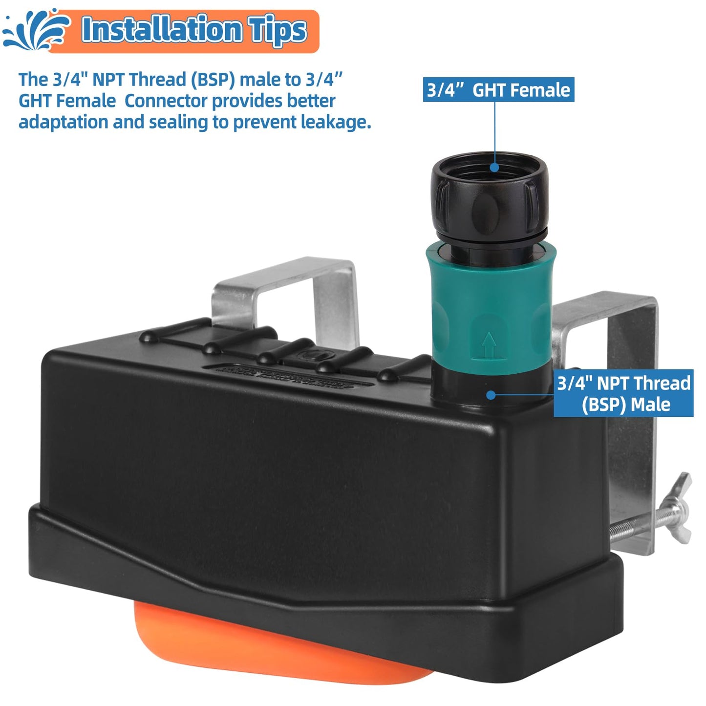 Water Trough Float Valve for Stock Tank,Water Tank Float Valve Level Control for Pond Farm Livestock Cattle Goat Horse Swimming Pool, Autofill Livestock Waterer with Hose Connector