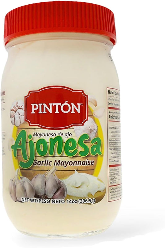 Garlic Aioli | Creamy Roasted Garlic Mayonnaise for Sandwiches, Burgers, and Dips | Dairy-Free and Gluten-Free Mayo Dressing | PINTON | 14 oz