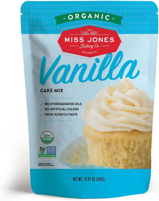 Miss Jones Baking Organic Yellow Cake and Cupcake Mix, Non-GMO, Vegan-Friendly, Moist and Fluffy: Vanilla (Pack of 1)