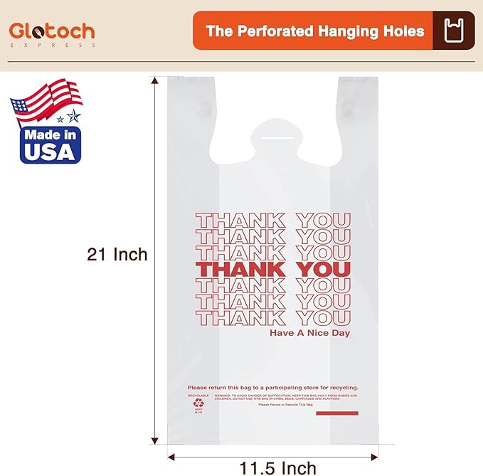 Glotoch Plastic Grocery Store Bags 84000 Count (84 Boxes,1000 Count/box) Pallet Package for Small Business, Thank You Bags with Handles for T-shirt Restaurant, Retail, Takeout, Stores, Shopping
