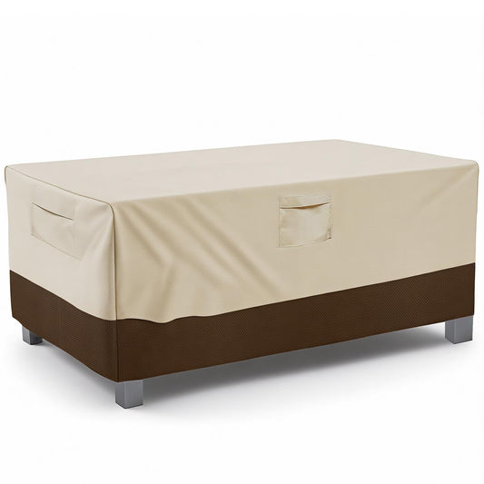 Vailge Rectangular/Oval Patio Table Cover, Heavy Duty and Waterproof Outdoor Lawn Patio Furniture Covers, Large Beige & Brown